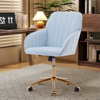 Adjustable Ergonomic Swivel Chair with Memory Foam Cushion, Office Chair with Golden Base, Lumbar Support, 25" L x 23" W x 38" H, Baby Blue(m-4)