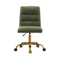 Armless Office Chair with Wheels and Fabric Cushions, Adjustable Height and Tilt, Ergonomic Design, 22" L x 21.5" W x 41" H, Green(m-2)
