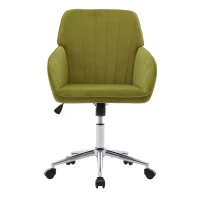 Adjustable Swivel Chair with Memory Foam Cushion and Lumbar Support, Ergonomic Office Chair with Silver Base, 25" L x 23" W x 38" H, Pale Green(m-2)