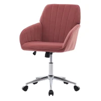 Adjustable Swivel Chair with Memory Foam Cushion and Lumbar Support, Ergonomic Office Chair with Silver Base, 25" L x 23" W x 38" H, Rose Red(m-9)