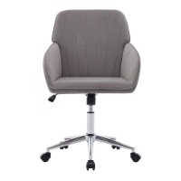 Adjustable Swivel Chair with Memory Foam Cushion and Lumbar Support, Ergonomic Office Chair with Silver Base, 25" L x 23" W x 38" H, Gray