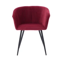 Modern Velvet Dining Chair with Armrests, Cushioned Bucket Seat, Ergonomic Design, 23" L x 22" W x 30" H, Wine Red(m-2)