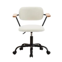Height Adjustable Computer Chair with 360° Rotating Wheels, Ergonomic Backrest and Armrests, 26.5" L x 22" W x 33.5" H, White(m-2)