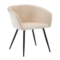 Modern Velvet Dining Chair with Armrests, Cushioned Bucket Seat, Ergonomic Design, 23" L x 22" W x 30" H, Creamy White(m-10)