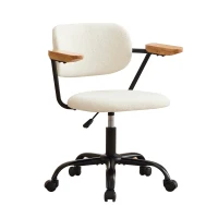 Height Adjustable Computer Chair with 360° Rotating Wheels, Ergonomic Backrest and Armrests, 26.5" L x 22" W x 33.5" H, White(m-10)