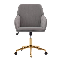 Adjustable Swivel Chair with Memory Foam Cushion and Lumbar Support, Ergonomic Office Chair with Golden Base, 25" L x 23" W x 38" H, Gray