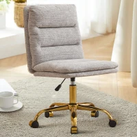 Armless Office Chair with Wheels and Fabric Cushions, Adjustable Height and Tilt, Ergonomic Design, 22" L x 21.5" W x 41" H, Grey(m-1)