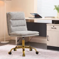 Armless Office Chair with Wheels and Fabric Cushions, Adjustable Height and Tilt, Ergonomic Design, 22" L x 21.5" W x 41" H, Grey(m-4)