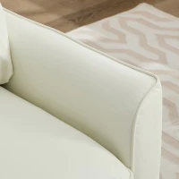 Leather Upholstered Sofa Chair of Nordic Retro Light Luxury for Living Room and Bedroom, Single Casual Sofa, 31.5" L x 26" W x 31.5" H, Cream White(m-7)