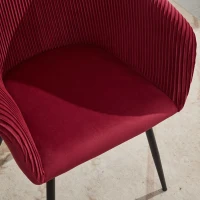 Modern Velvet Dining Chair with Armrests, Cushioned Bucket Seat, Ergonomic Design, 23" L x 22" W x 30" H, Wine Red(m-9)