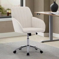Adjustable Ergonomic Swivel Chair with Memory Foam Cushion and Lumbar Support, Office Chair with Silver Base, 25" L x 23" W x 38" H, Beige(m-4)