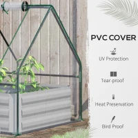 Outsunny Steel Outdoor Raised Garden Bed with Greenhouse,Cover, Roll Up Door, Dual Use, 50"x37.4"x36.2", Clear(m-6)