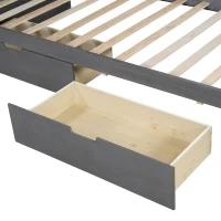 Vinsetto Twin Size Wood Daybed with 2 Drawers, Rustic Guardrail, Solid Pine Wood and MDF, 77.5" L x 42" W x 33.5" H, Grey(m-8)