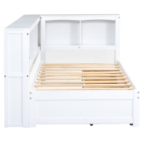 Vinsetto Twin Size Daybed with 2 Storage Drawers, Storage Cabinets, USB Ports, Solid Wood and MDF, 86" L x 51" W x 37.5" H, White