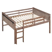 Wood Twin Size Loft Bed with Hanging Clothes Racks, Guardrails, and Playful Space, Solid Pine Construction, 79" L x 42" W x 42.5" H, Natural(m-13)