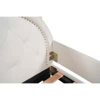 Twin Size Upholstered Daybed with Carton Ears Shaped Headboard, Sturdy Wood Frame, Easy Assembly, 80" L x 41" W x 37" H, White(m-7)