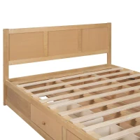 Queen Size Wood Platform Bed with Underneath Storage, 2 Drawers, and Sturdy Wood Frame, 82" L x 63.5" W x 37.5" H, Natural(m-7)