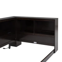 Wood Twin Size Daybed with Storage Cabinets and USB Ports, Solid Pine Wood Construction, 87" L x 50" W x 31.5" H, Espresso(m-7)