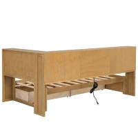 Twin Size Daybed with 2 Storage Drawers, Storage Cabinets, USB Ports, Solid Wood and MDF, 86" L x 51" W x 37.5" H, Wood(m-10)