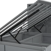 Wood Queen Size Hydraulic Platform Bed with Storage LED Headboard, Charging Station, and 2 Drawers, 90.5" L x 63" W x 47" H, Gray(m-11)