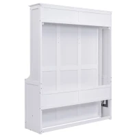 Space-Saving Design Queen Size Murphy Bed with Shelf, Solid Wood and MDF, 86" L x 69.5" W x 87" H, White(m-11)