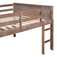 Wood Twin Size Loft Bed with Hanging Clothes Racks, Guardrails, and Playful Space, Solid Pine Construction, 79" L x 42" W x 42.5" H, Natural(m-7)