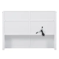 Wood Queen Size Hydraulic Platform Bed with Storage LED Headboard, Charging Station, and 2 Drawers, 90.5" L x 63" W x 47" H, White(m-9)