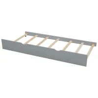 Twin Size Platform Bed with Storage Headboard, Footboard, Pull Out Shelves, and Twin Size Trundle, 101" L x 41.5" W x 65.5" H, Gray(m-9)