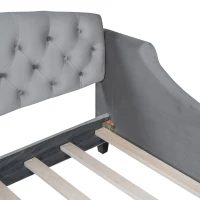 Modern Luxury Tufted Button Twin Size Upholstered Daybed Frame with Foam Padding, Wood Supports, 80.5" L x 45.5" W x 34" H, Gray(m-6)
