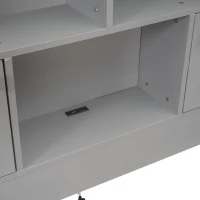 Vinsetto Full Size Platform Bed with Storage Headboard, Charging Station, 4 Drawers, Solid Wood and MDF, 85" L x 55" W x 48" H, Gray(m-9)