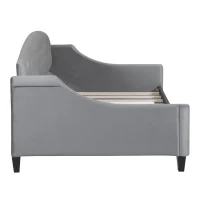 Modern Luxury Tufted Button Twin Size Upholstered Daybed Frame with Foam Padding, Wood Supports, 80.5" L x 45.5" W x 34" H, Gray(m-10)