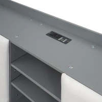 Vinsetto Wood Full Size Platform Bed with Storage Headboard, 4 Drawers, USB Charging Interface, 87" L x 56.5" W x 39.5" H, Gray(m-8)