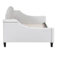 Modern Luxury Tufted Button Twin Size Upholstered Daybed with Foam Fill, Wood Supports, 80.5" L x 45.5" W x 34" H, Beige(m-10)