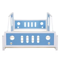 Full Size Classic Car-Shaped Platform Bed with Wheels, Pine Wood Frame, Easy Assembly, 77.5" L x 57" W x 32" H, Blue(m-11)