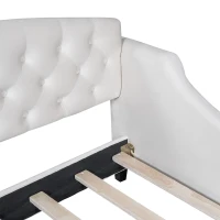 Modern Luxury Tufted Button Twin Size Upholstered Daybed with Foam Fill, Wood Supports, 80.5" L x 45.5" W x 34" H, Beige(m-6)