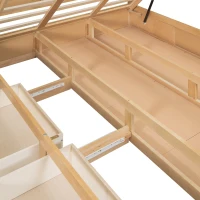 Full Size Wood Platform Bed with Underneath Storage, 2 Drawers, and Sturdy Wood Frame, 78" L x 57.5" W x 37.5" H, Natural(m-12)
