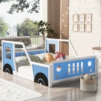 Full Size Classic Car-Shaped Platform Bed with Wheels, Pine Wood Frame, Easy Assembly, 77.5" L x 57" W x 32" H, Blue(m-1)