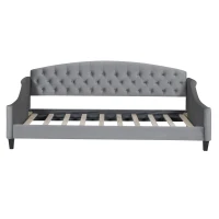 Modern Luxury Tufted Button Twin Size Upholstered Daybed Frame with Foam Padding, Wood Supports, 80.5" L x 45.5" W x 34" H, Gray(m-8)