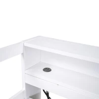 Twin XL Wood Daybed with 2 Trundles, 3 Storage Cubbies, USB Charging Design, and Free Light, 82" L x 129.5" W x 35.5" H, White(m-8)