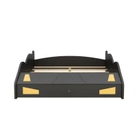 Full Size Race Car-Shaped Platform Bed with Wheels and Storage, Solid Wood and MDF, 90.5" L x 55" W x 15.5" H, Black(m-12)