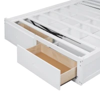 Wood Queen Size Hydraulic Platform Bed with Storage LED Headboard, Charging Station, and 2 Drawers, 90.5" L x 63" W x 47" H, White(m-8)