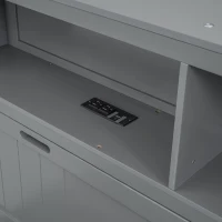 Wood Queen Size Hydraulic Platform Bed with Storage LED Headboard, Charging Station, and 2 Drawers, 90.5" L x 63" W x 47" H, Gray(m-13)