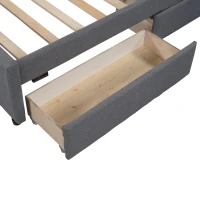 Vinsetto Full Size Linen Upholstered Platform Bed with Headboard and 2 Drawers, Solid Wood Frame, Built-in Slats, 79" L x 58" W x 47" H, Gray(m-6)