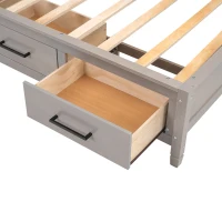 Twin Size Lounge Daybed with Storage Shelves, Cork Board, USB Ports, and 3 Drawers, 78.5" L x 50" W x 51" H, Antique Gray(m-8)