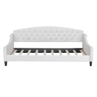 Modern Luxury Tufted Button Twin Size Upholstered Daybed with Foam Fill, Wood Supports, 80.5" L x 45.5" W x 34" H, Beige(m-8)