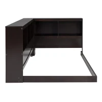 Wood Twin Size Daybed with Storage Cabinets and USB Ports, Solid Pine Wood Construction, 87" L x 50" W x 31.5" H, Espresso(m-12)