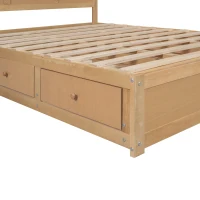 Queen Size Wood Platform Bed with Underneath Storage, 2 Drawers, and Sturdy Wood Frame, 82" L x 63.5" W x 37.5" H, Natural(m-9)