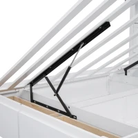 Wood Queen Size Hydraulic Platform Bed with Storage LED Headboard, Charging Station, and 2 Drawers, 90.5" L x 63" W x 47" H, White(m-10)