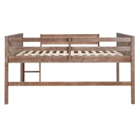 Wood Twin Size Loft Bed with Hanging Clothes Racks, Guardrails, and Playful Space, Solid Pine Construction, 79" L x 42" W x 42.5" H, Natural(m-12)