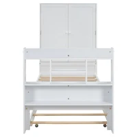 Vinsetto Twin Size Platform Bed with Storage Headboard, Footboard, Pull Out Shelves, and Twin Size Trundle, 101" L x 41.5" W x 65.5" H, White(m-10)